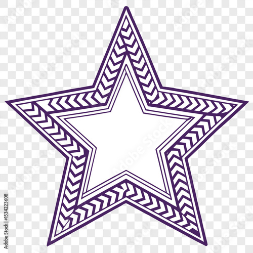 Decorative purple star illustration with arrowhead borders and clean white interior space