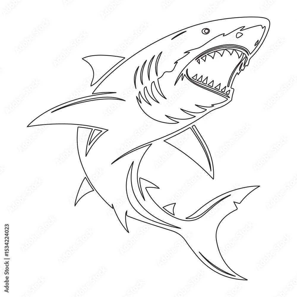 Fototapeta premium line art illustration of a shark