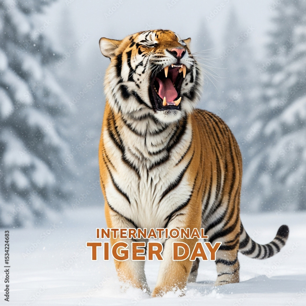 Obraz premium Majestic Siberian Tiger in Winter Snow
