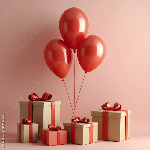 gift box with balloons
