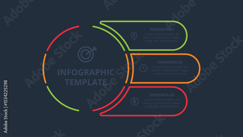 Creative concept for infographic with 3 steps, template for web on a black background.