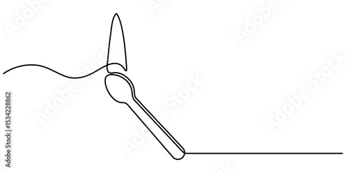Continuous one line drawing of burning match. Burning one line continuous hand drawn doodle icon. simple burning match stick line art vector illustration. Editable stroke.