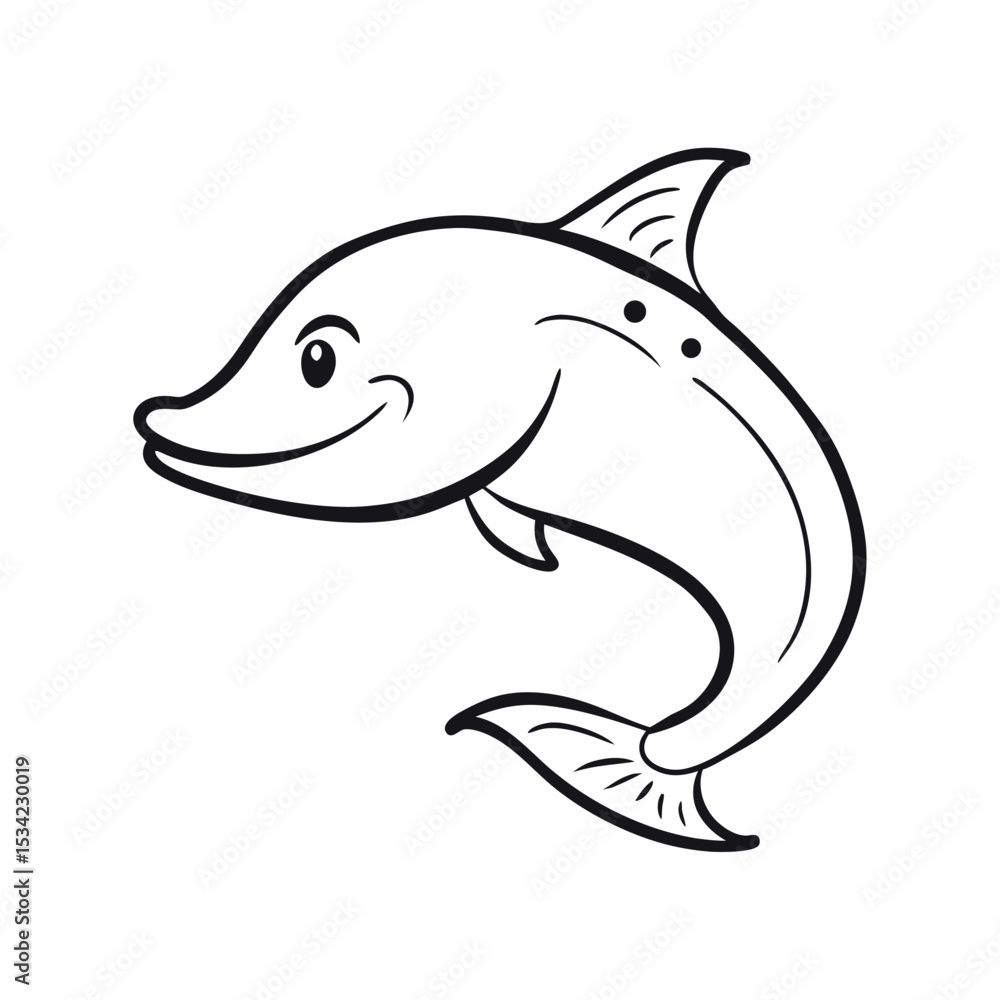 Happy cartoon dolphin leaping ocean animal Happy cartoon dolphin leaping ocean animal