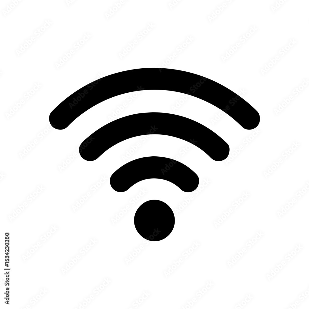 Wi-Fi icon representing wireless internet signal connectivity with radiating waves on transparent background
Wi-Fi icon representing wireless internet signal connectivity with radiating waves on transparent background