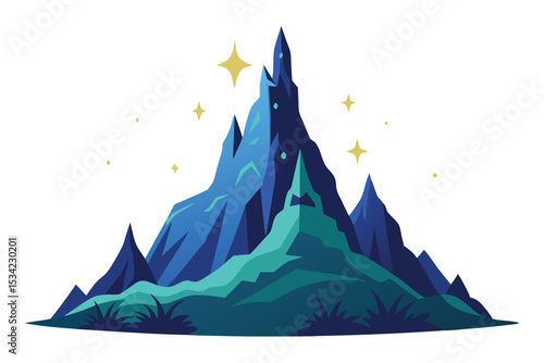 Magical mountain silhouette