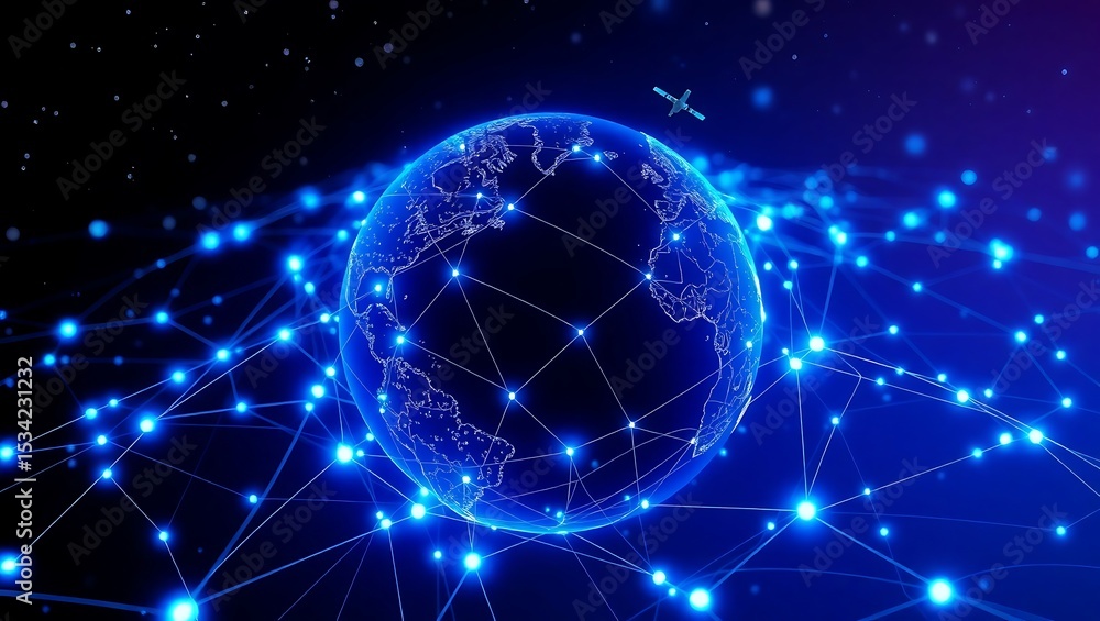 Obraz premium Global Network Connectivity A Visual Representation of Interconnected World