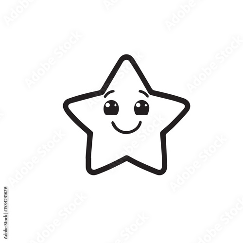Vector art of a cute cartoon star with a happy face, isolated on white background
