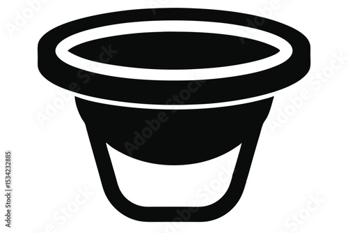 Black Outline of a Round Sauce Cup or Container With Handle Illustration