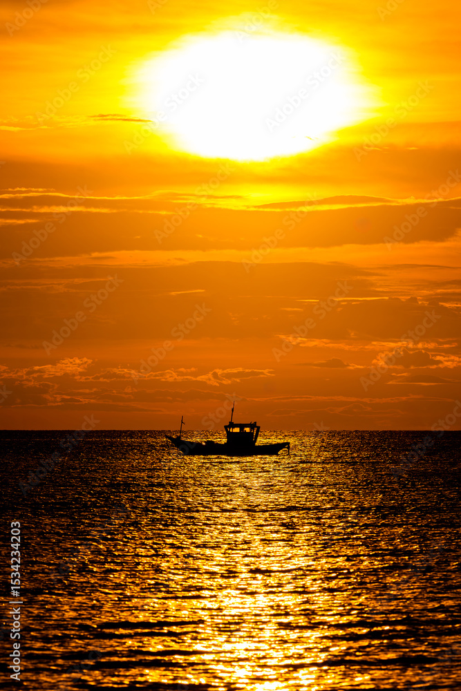 fishing boat in the sunset fishing boat in the sunset