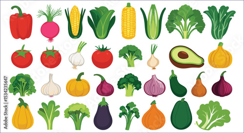 Cartoon Vegetables In Flat Style Great For Nutritional Educational Material