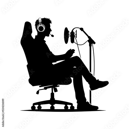 Gamer streaming silhouette in gaming chair