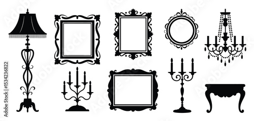 Elegant Black Silhouettes of Ornate Home Decor