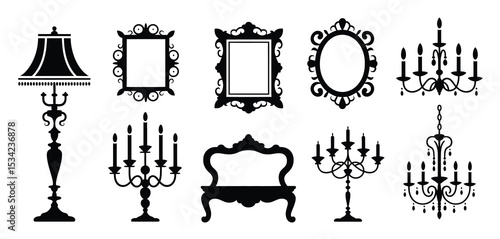 Elegant Black and White Silhouette Set of Home Decor Items