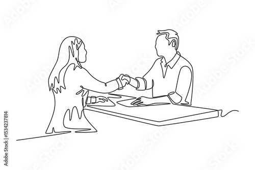 Human resource concept. Single line draw design. Vector graphic illustration