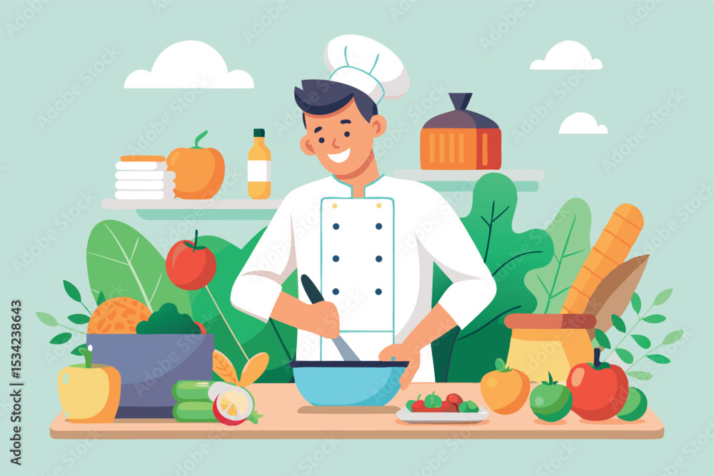 Cooking with Fresh Vegetables in a Cozy Kitchen Cooking with Fresh Vegetables in a Cozy Kitchen