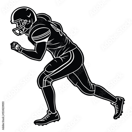 defensive lineman charging black silhouette vect