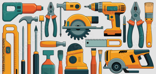 Collection of Various Hand and Power Tools for DIY Projects
