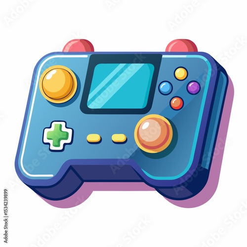 Blue Modern Video Game Controller and Digital Gaming Icon