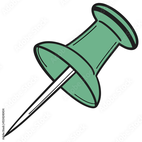 Green Push Pin Vector Illustration EPS File for Design Projects