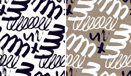 Cute trendy hand drawn doodle abstract pattern background, bag print, clothes fashion. 100% hand drawn vector image.