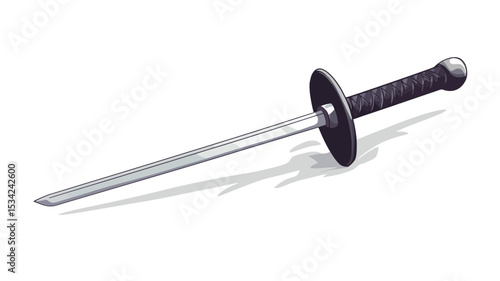 A digitally rendered image of a wakizashi, a type of Japanese short sword. The image shows a detailed, three-dimensional model of the sword against a plain white background.  The sword is depicted