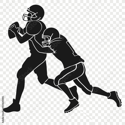 tackle protecting quarterback black silhouette v