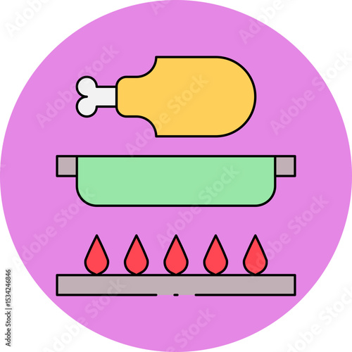 Chicken leg single icon vector illustration