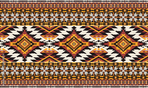 American tribal ethnic native pattern.Traditional Navajo,Aztec,Apache,Southwest and Mexican style fabric pattern.Abstract vector motifs pattern.For fabric,clothing,blanket,carpet,woven,wrap,decoration
