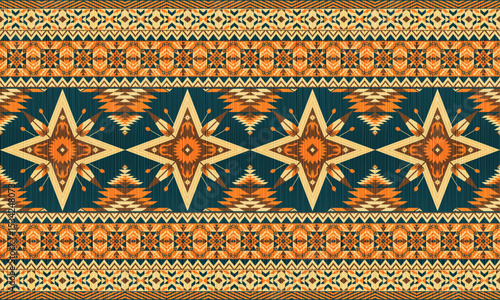 American tribal ethnic native pattern.Traditional Navajo,Aztec,Apache,Southwest and Mexican style fabric pattern.Abstract vector motifs pattern.For fabric,clothing,blanket,carpet,woven,wrap,decoration