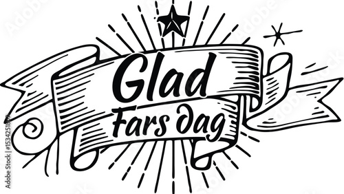Elegant black and white swedish glad fars dag banner illustration with retro vintage design elements perfect for fathers day celebrations