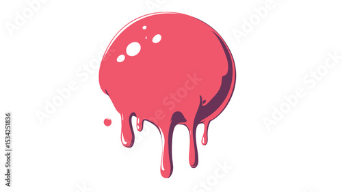 The image is a digital illustration of a pink blob with a glossy appearance. The blob is irregularly shaped and has small, white highlights on its surface, suggesting texture and light reflection.
