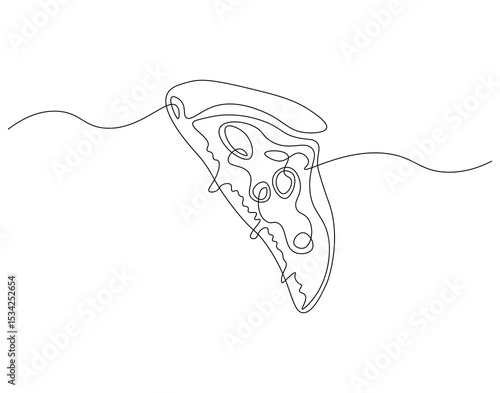 Pizza slice continuous line. Continuous one line drawing of pizza. Italian food concept. Single line drawing