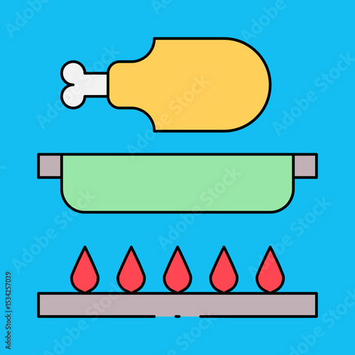 Chicken leg single icon vector illustration