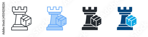 Strategy Icon Set Multiple Style. Design In Outline, Blue, Glyph, Dualtone