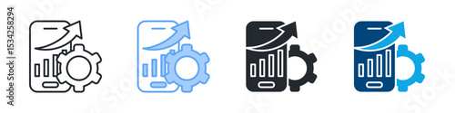 Trend Icon Set Multiple Style. Design In Outline, Blue, Glyph, Dualtone