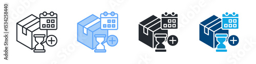 Deadline Icon Set Multiple Style. Design In Outline, Blue, Glyph, Dualtone