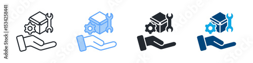 Support Icon Set Multiple Style. Design In Outline, Blue, Glyph, Dualtone