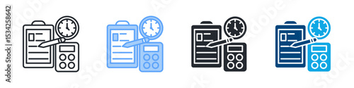 Estimation Icon Set Multiple Style. Design In Outline, Blue, Glyph, Dualtone