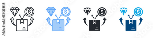 Exchange Icon Set Multiple Style. Design In Outline, Blue, Glyph, Dualtone