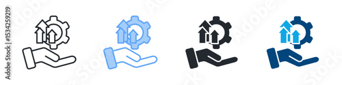Improvement Icon Set Multiple Style. Design In Outline, Blue, Glyph, Dualtone