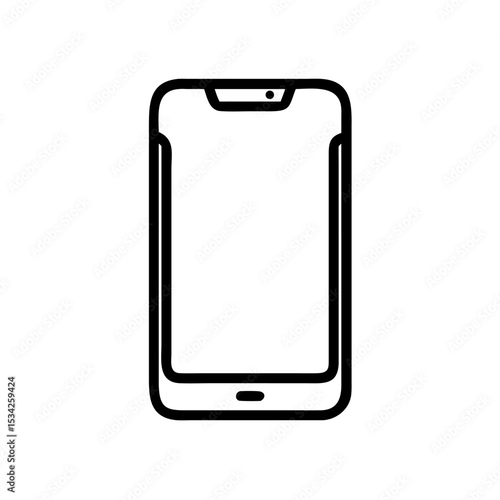 Minimalist Smartphone Icon in Silhouette Line Style on White Background – Flat Mobile Device Illustration for Apps, UI, and Technology Interfaces Minimalist Smartphone Icon in Silhouette Line Style on White Background – Flat Mobile Device Illustration for Apps, UI, and Technology Interfaces