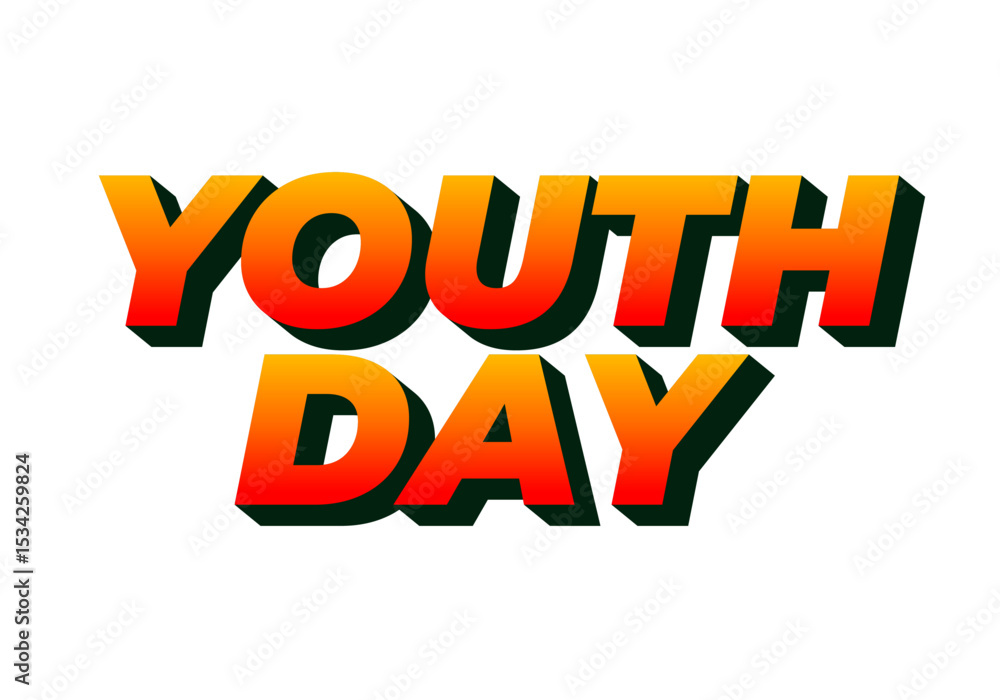 Fototapeta premium Youth day. Bold 3D text effect for energetic celebration design