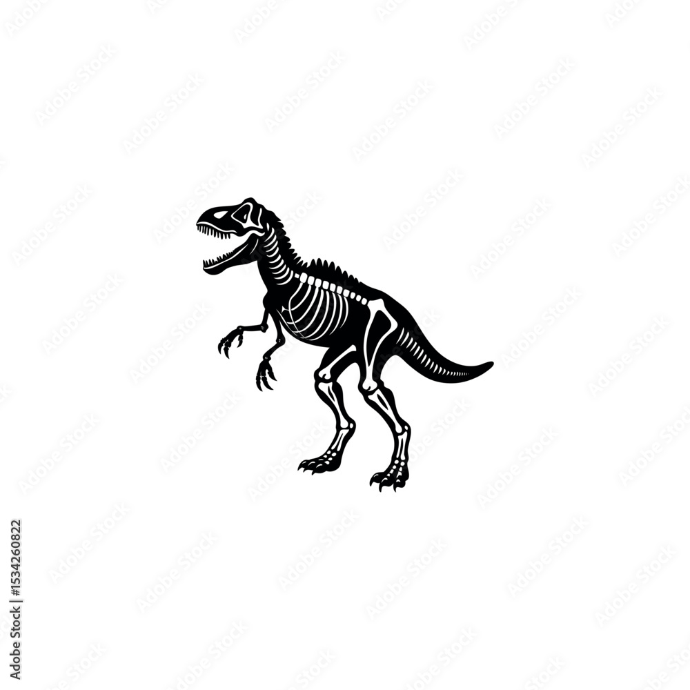 Fototapeta premium Dinosaur Skull Silhouette Vector Prehistoric Fossil Clipart Collection