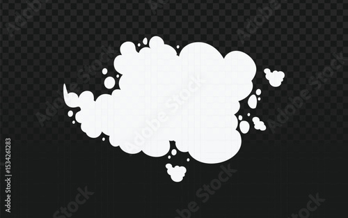 A dynamic, irregular white cloud shape, resembling a stylized speech bubble or puff of smoke, is detailed with various smaller bubbles. This versatile vector element 