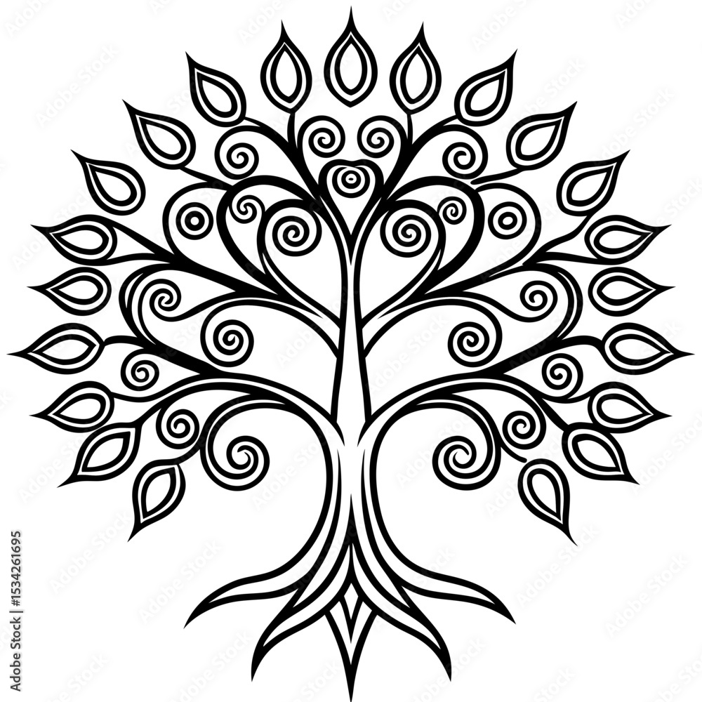 Obraz premium Geometric Fractal Tree Vector