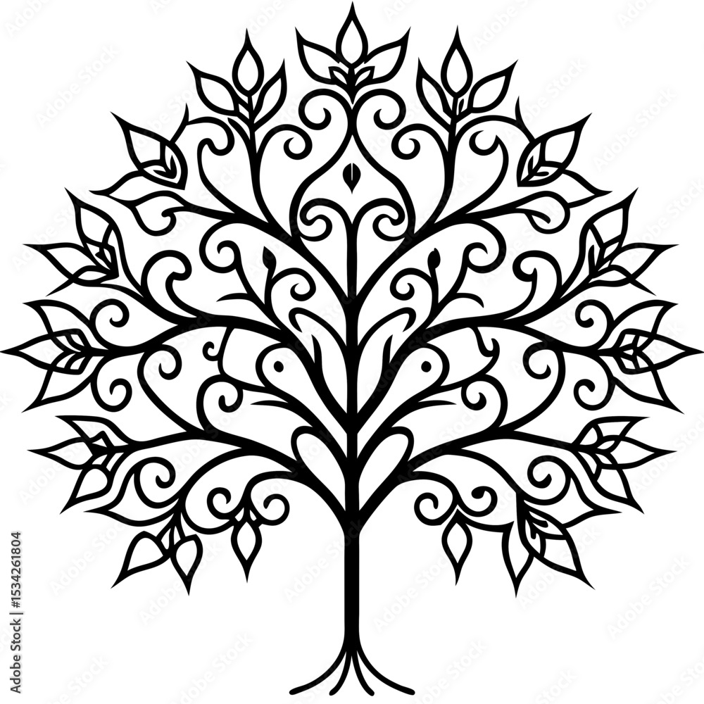 Obraz premium Geometric Fractal Tree Vector