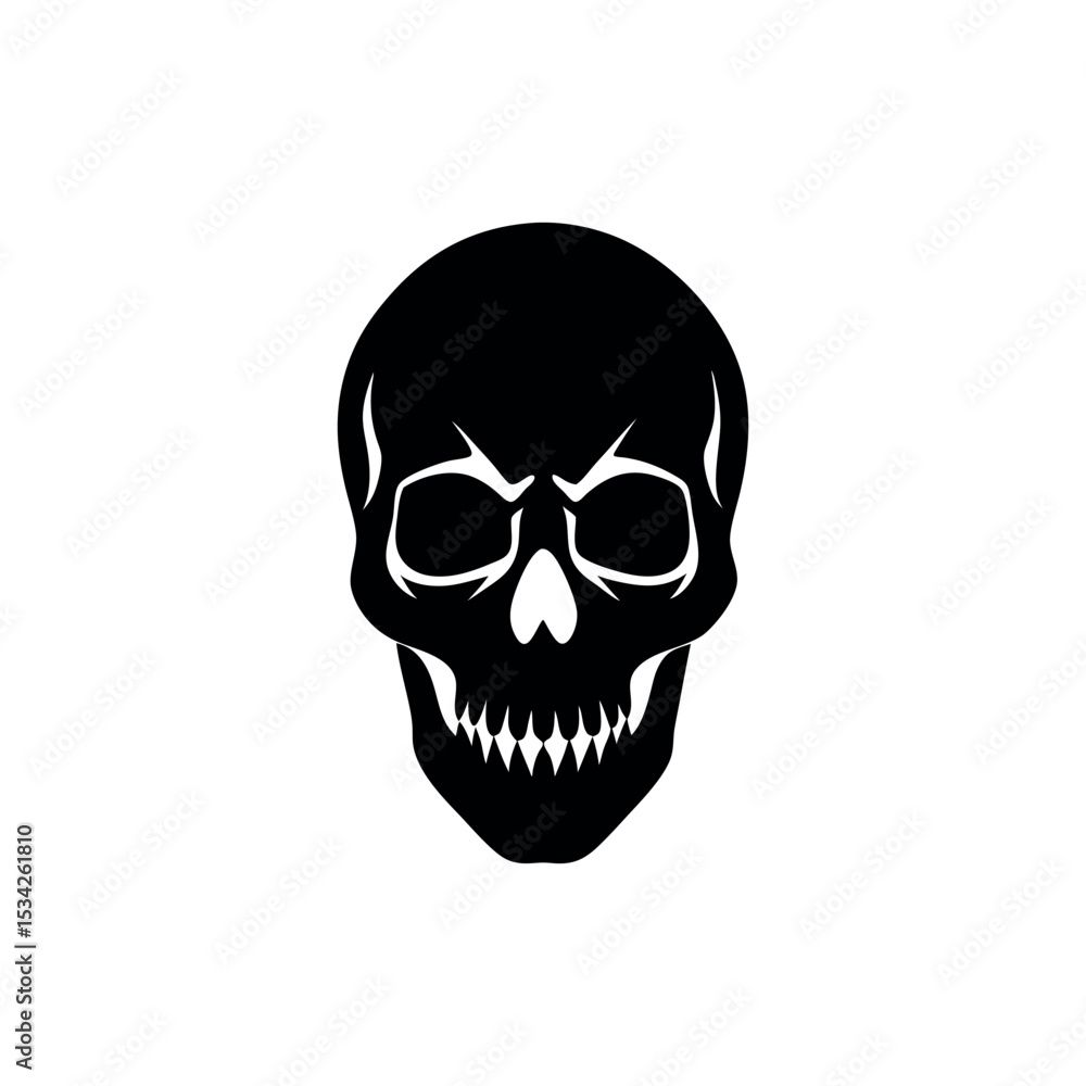 Fototapeta premium Human Skull Silhouette Bundle – Vintage Death Symbol Vector Art for Dark Design
