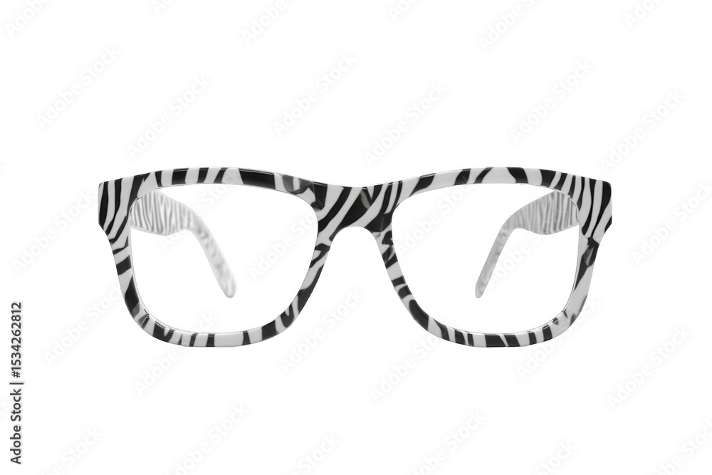 Fototapeta premium glasses with a zebra pattern on a white background, png, transparent