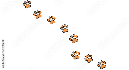 Illustration of paw prints in a diagonal row, representing animal tracks and trails