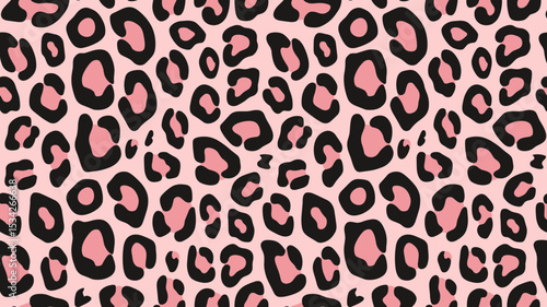 Leopard vector print seamless pattern in pink pop art style